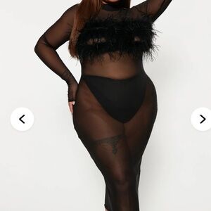 Fashion Nova Black Sheer Long Sleeve Dress